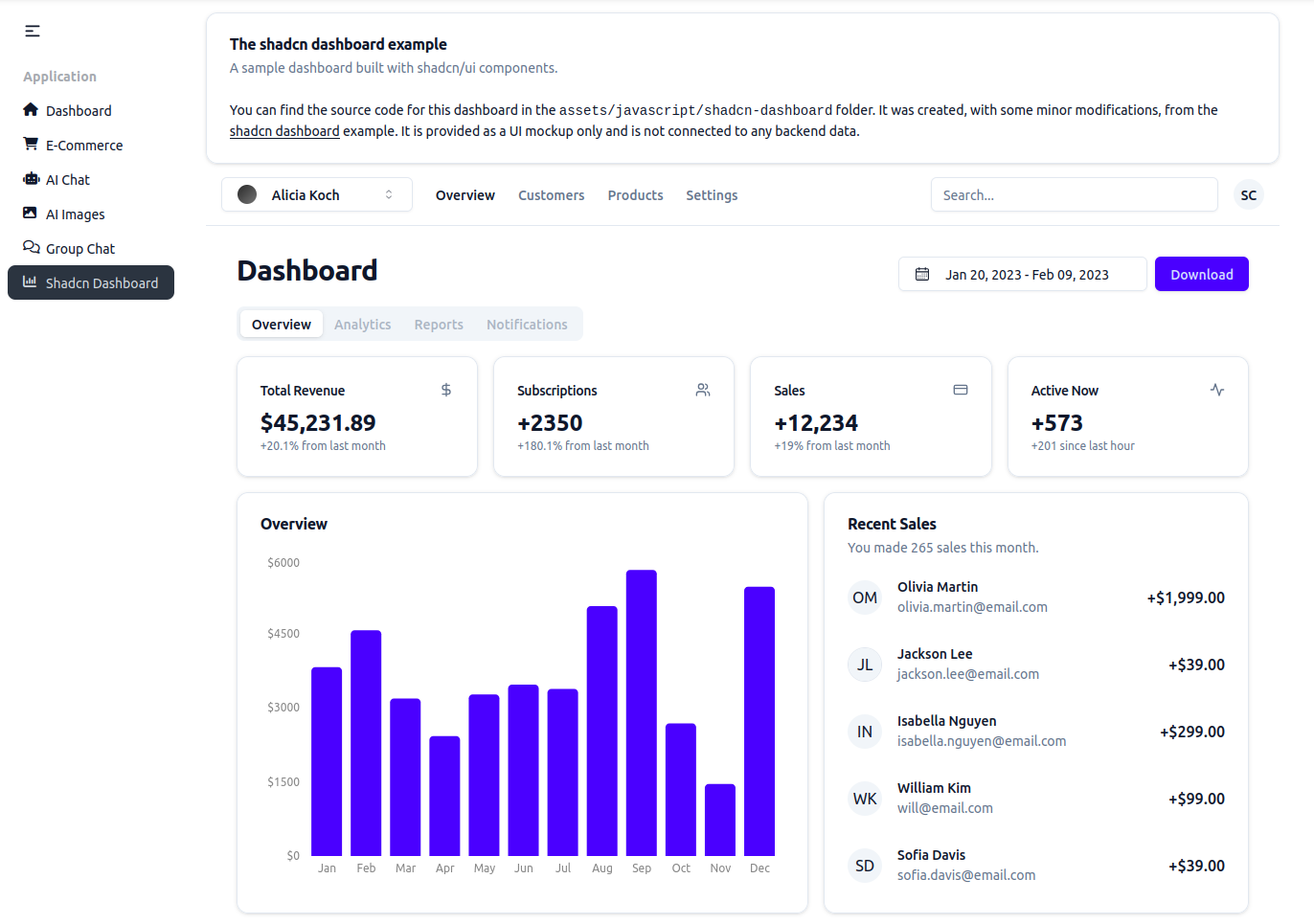 Shadcn Demo Dashboard