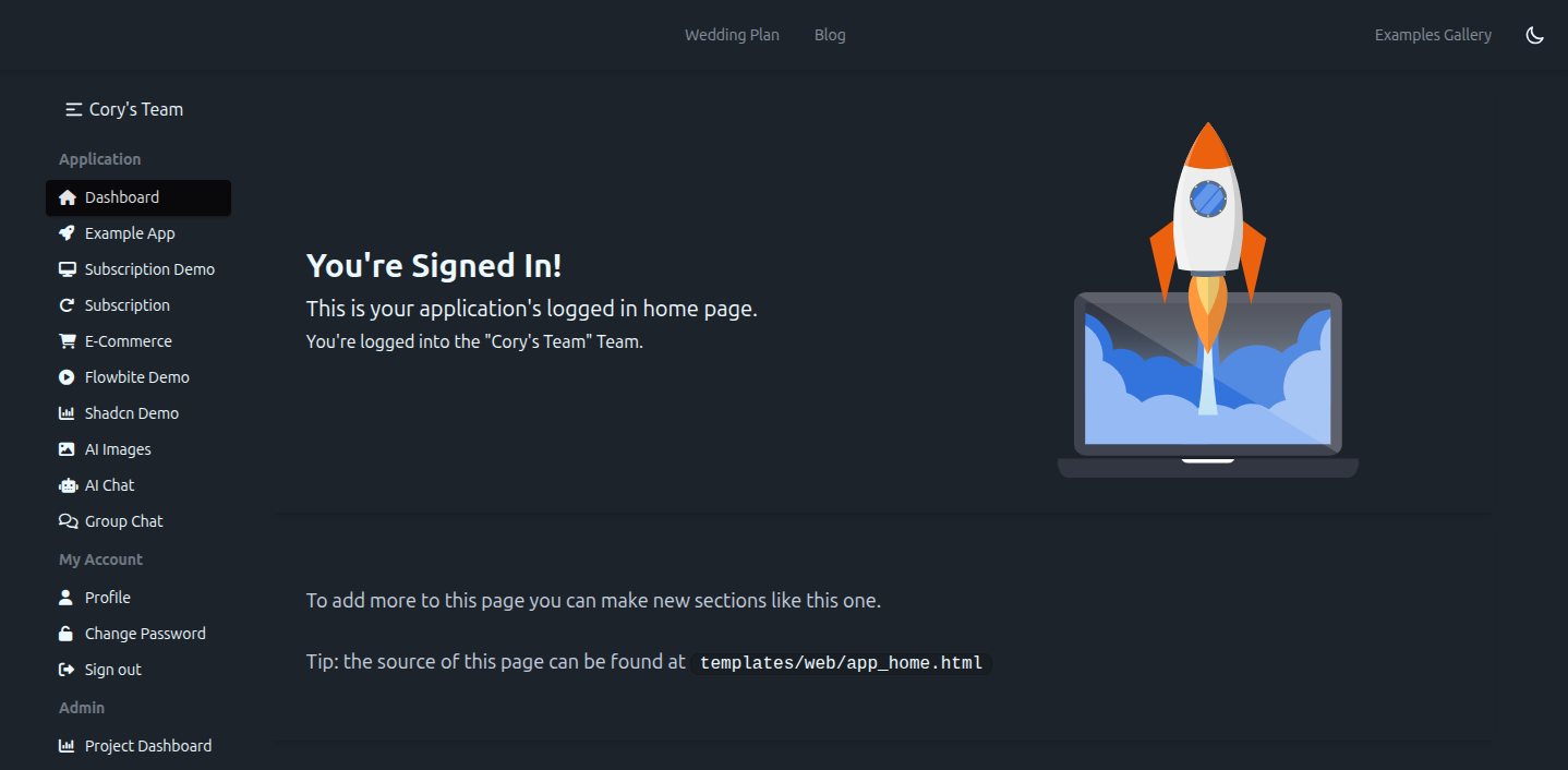 Tailwind Home (Dark Mode)